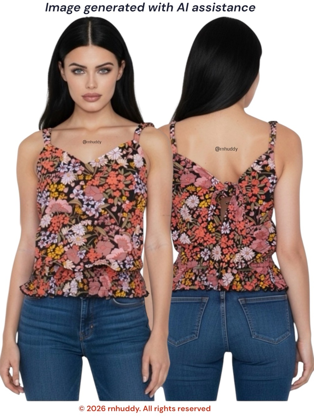 Daytrip S floral tie-back tank